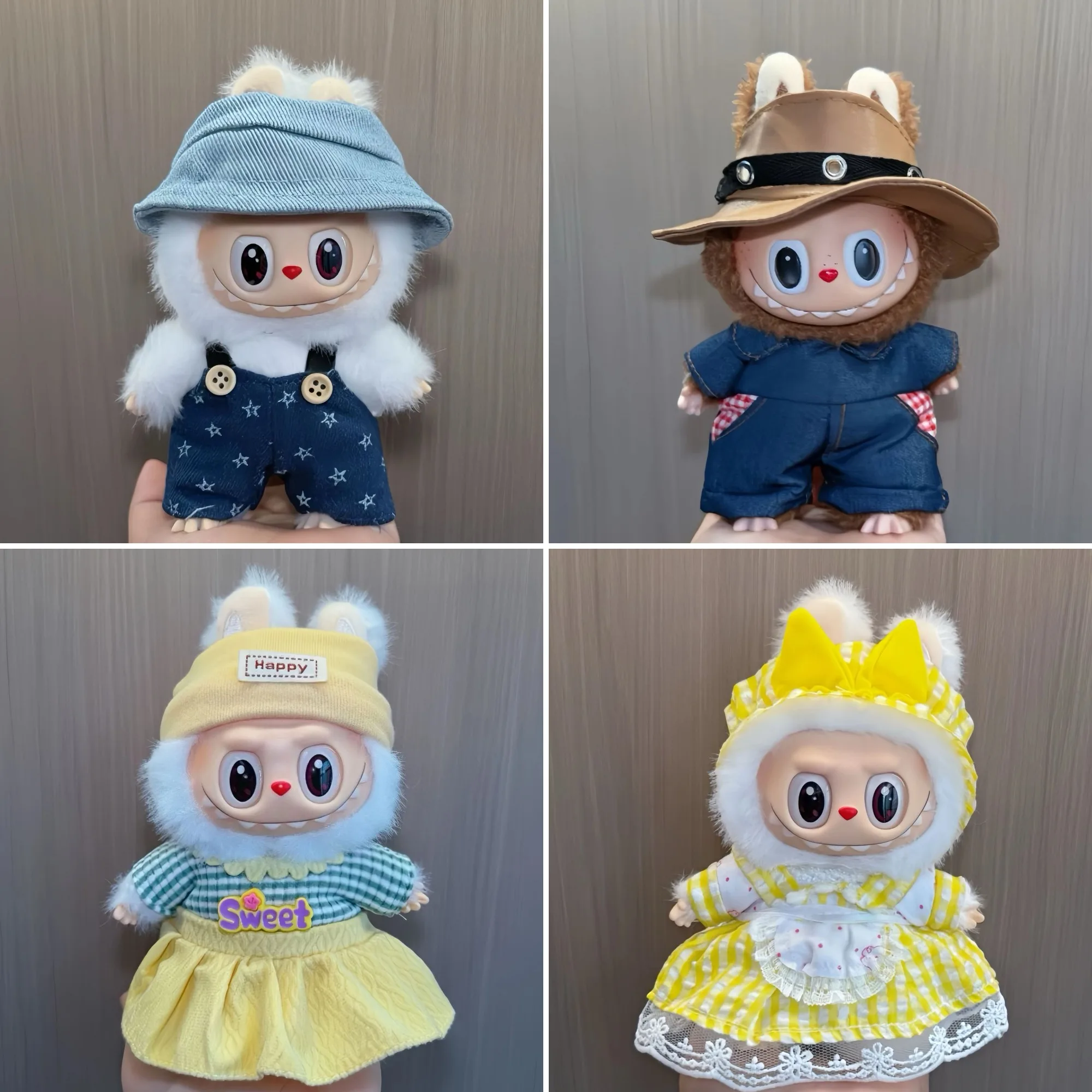 Varied Style Outfit Set For 15/17cm 1st-3rd Generation Labubu Dolls Including Denim Overalls With Hat Casual Dress Gingham Dress 
Varied Style Outfit Set For 15/17cm 1st-3rd Generation Labubu Dolls Including Denim Overalls With Hat Casual Dress Gingham Dress