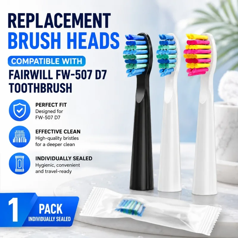 Replacement Brush Heads Compatible with Fairwill FW-507 D7 Electric Toothbrush Standard Refill Accessories Soft Bristle Dental
Replacement Brush Heads Compatible with Fairwill FW-507 D7 Electric Toothbrush Standard Refill Accessories Soft Bristle Dental