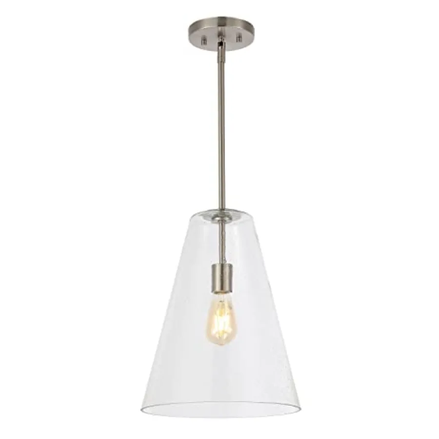 11.5" Nickel 1-Light Iron and Seeded Glass Pendant Light Mid-Century Modern Adjustable Height Hanging Fixture for Kitchen Islan
11.5" Nickel 1-Light Iron and Seeded Glass Pendant Light Mid-Century Modern Adjustable Height Hanging Fixture for Kitchen Islan