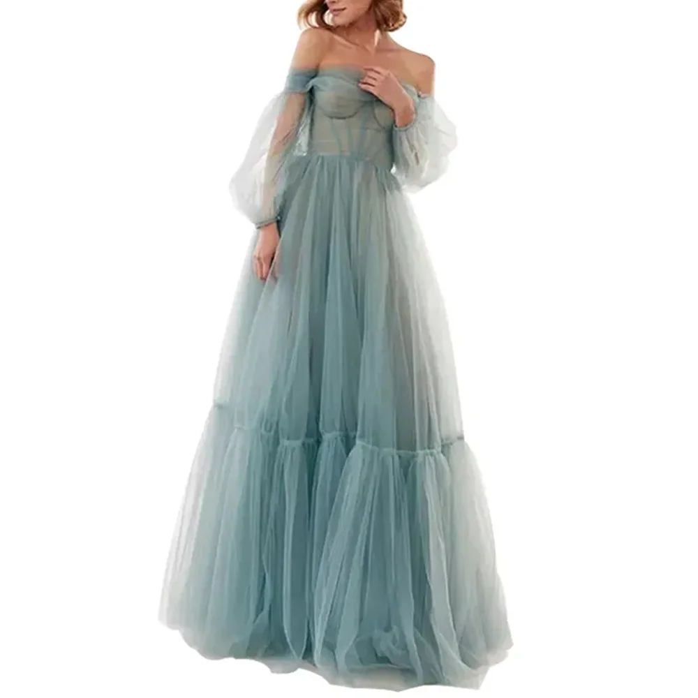 Tulle Off-Shoulder Elegant Evening Dresses Formal Party Prom Gowns Floor-Length A-Line Evening Prom Dresses Customized For Women
Tulle Off-Shoulder Elegant Evening Dresses Formal Party Prom Gowns Floor-Length A-Line Evening Prom Dresses Customized For Women