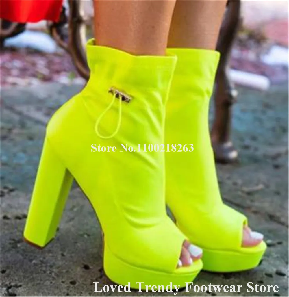 Fashion Lemon Yellow Pink Black Block Heel Short Boots Sexy Peep Toe Elastic Bands High Platform Thick Heel Ankle Booties
Fashion Lemon Yellow Pink Black Block Heel Short Boots Sexy Peep Toe Elastic Bands High Platform Thick Heel Ankle Booties