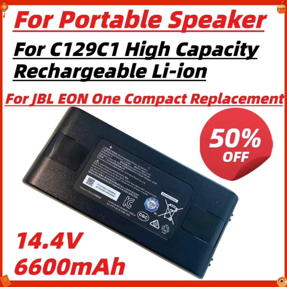 6600mAh 14.4V Battery for JBL EON One Compact, Replacement for C129C1, High Capacity Rechargeable Li-ion for Portable Speaker
6600mAh 14.4V Battery for JBL EON One Compact, Replacement for C129C1, High Capacity Rechargeable Li-ion for Portable Speaker