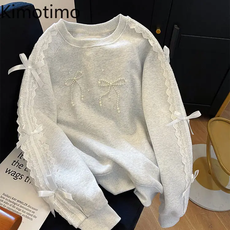 Kimotimo, серая толстовка с бантом и бисером, женская осенняя новинка, кружевные лоскутные топы с круглым вырезом и длинными рукавами, спортивные топы, милая повседневная уличная одежда
Kimotimo, серая толстовка с бантом и бисером, женская осенняя новинка, кружевные лоскутные топы с круглым вырезом и длинными рукавами, спортивные топы, милая повседневная уличная одежда