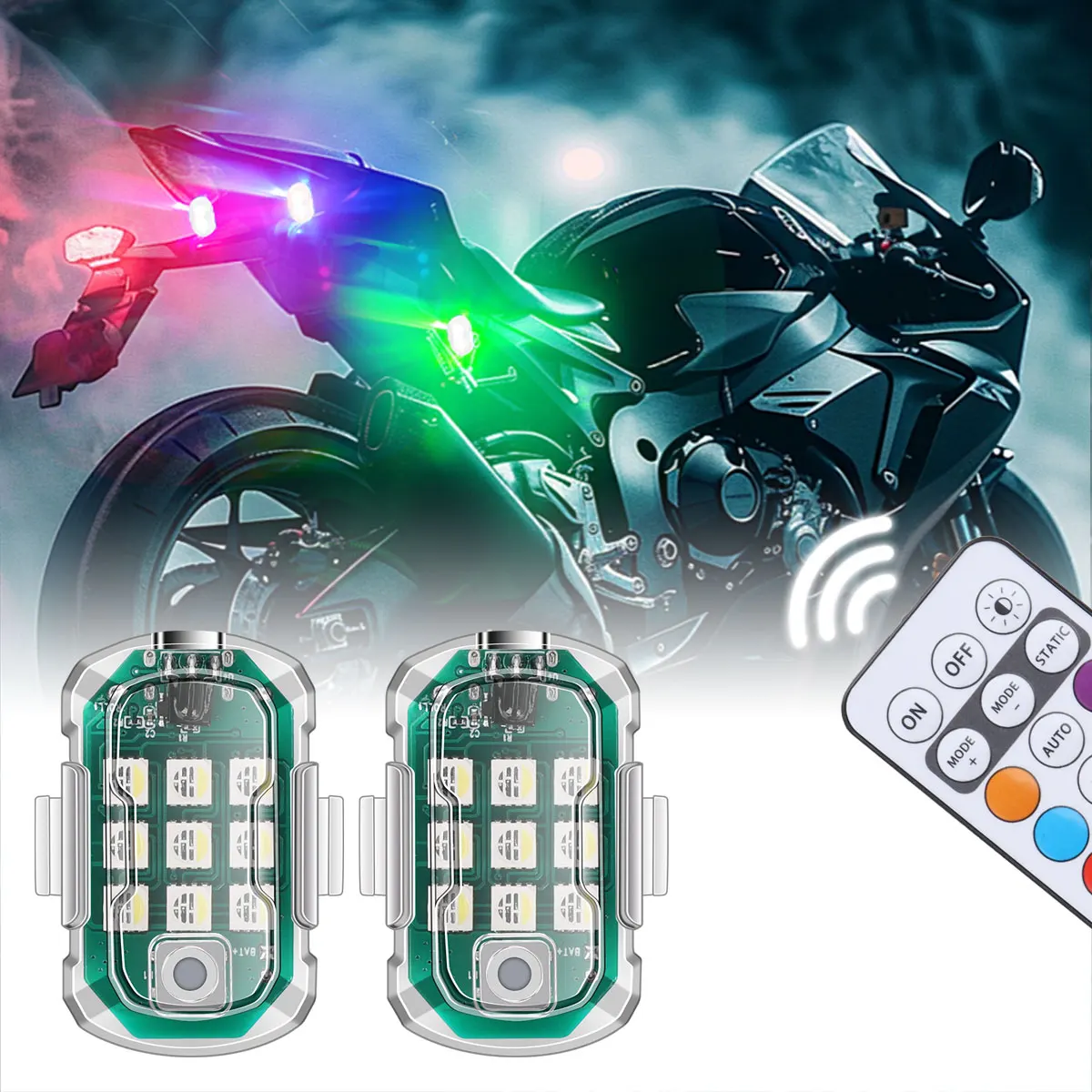 Motorcycle Flash Led Aircraft Car Strob Light 8Color Remote Anti-collision Warning Lamp Waterproof Remote Control For Car Bike
Motorcycle Flash Led Aircraft Car Strob Light 8Color Remote Anti-collision Warning Lamp Waterproof Remote Control For Car Bike