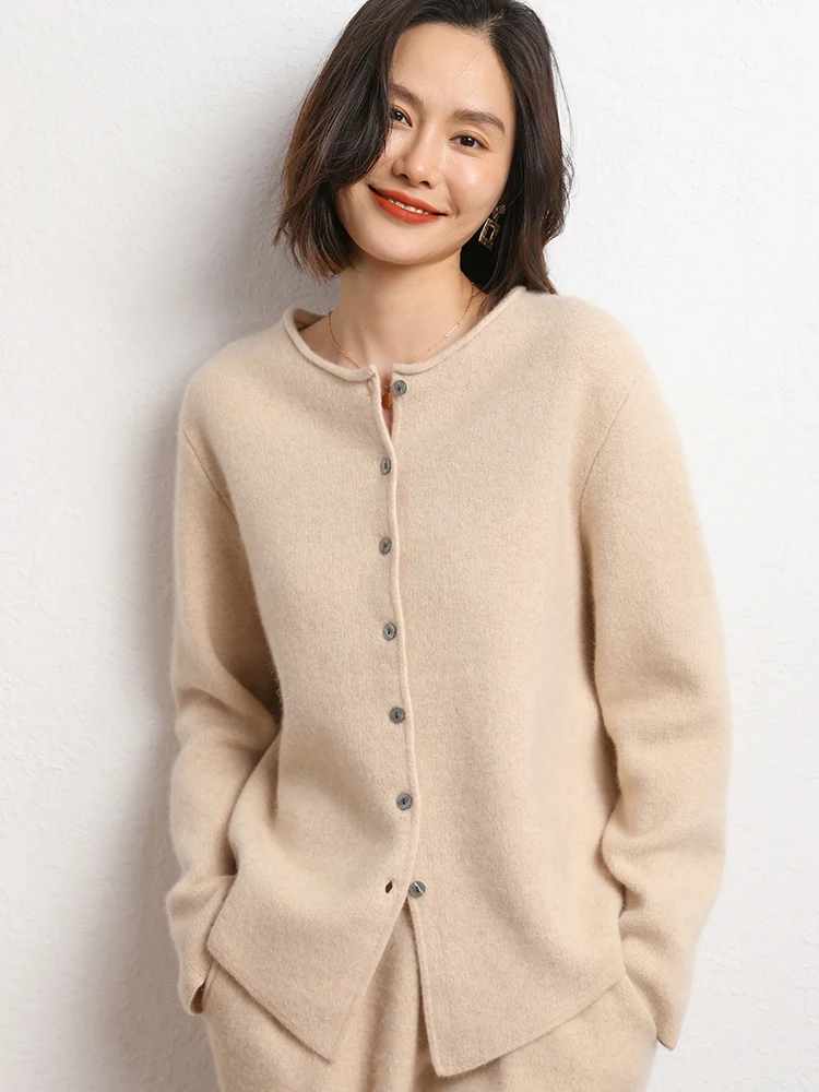 Women's 100% Pure Cashmere Cardigan Sweater O-neck Soild Single Breasted Knitwear Jacket Soft Comfort High-end Autumn Winter
Women's 100% Pure Cashmere Cardigan Sweater O-neck Soild Single Breasted Knitwear Jacket Soft Comfort High-end Autumn Winter