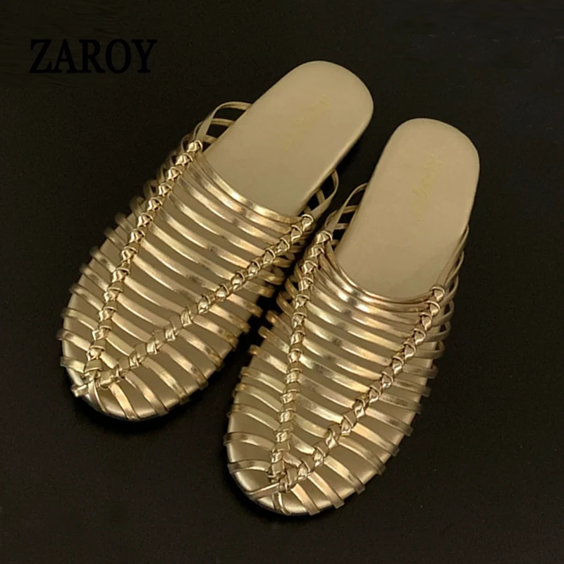 ZAROY Hollow Narrow Band Slip On Women Mules Slippers Luxury Gold Thin Striped Outdoor Beach Slides Home Shoes Flat Sandals мюли
ZAROY Hollow Narrow Band Slip On Women Mules Slippers Luxury Gold Thin Striped Outdoor Beach Slides Home Shoes Flat Sandals мюли