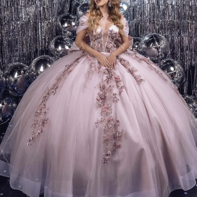 Pink Shiny Quinceanera Dresses Ball Gown Off Shoulder Appliques Lace Bow Beads Tull Corset Sweet 16 Dress Vestidos 15 de anos
Pink Shiny Quinceanera Dresses Ball Gown Off Shoulder Appliques Lace Bow Beads Tull Corset Sweet 16 Dress Vestidos 15 de anos