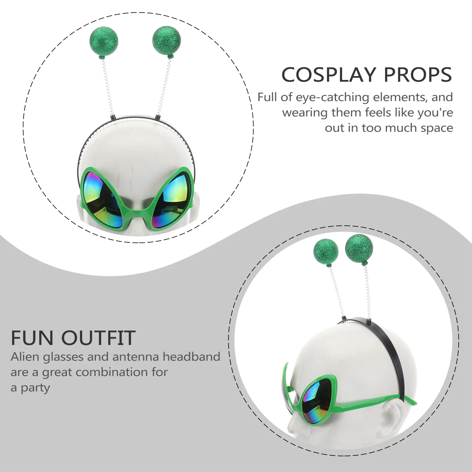 12Pcs Green Ball Hair Hoop with Saucer Man Glasses Cool Cartoon Headdress for Holiday Party Performance Kids Adults Fashion
12Pcs Green Ball Hair Hoop with Saucer Man Glasses Cool Cartoon Headdress for Holiday Party Performance Kids Adults Fashion
