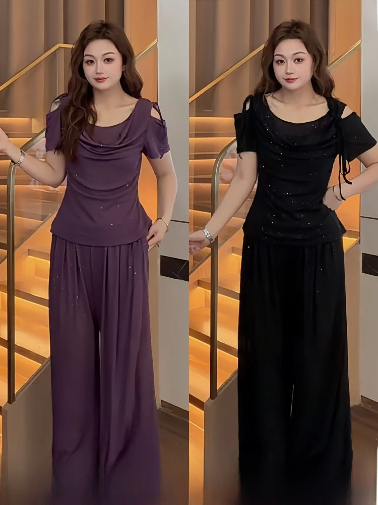 plus Size Women's Summer Fashion Set Bamboo Rayon Shoulder Bared Wide Leg Pants High Waist Commute Korean Style Polyester Fiber
plus Size Women's Summer Fashion Set Bamboo Rayon Shoulder Bared Wide Leg Pants High Waist Commute Korean Style Polyester Fiber