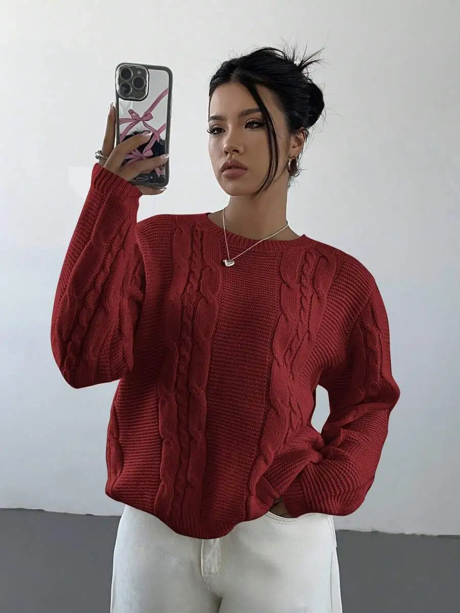 Women Cable Knit Round Neck Long Sleeve Sweater Casual Autumn Winter
Women Cable Knit Round Neck Long Sleeve Sweater Casual Autumn Winter