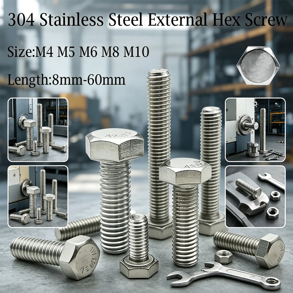 1-25pcs M4-M12 A2-70 304 Stainless Steel Hex Head Bolts Outer Hexagon Machine Screws 8-60mm for Home & Machinery Repair
1-25pcs M4-M12 A2-70 304 Stainless Steel Hex Head Bolts Outer Hexagon Machine Screws 8-60mm for Home & Machinery Repair