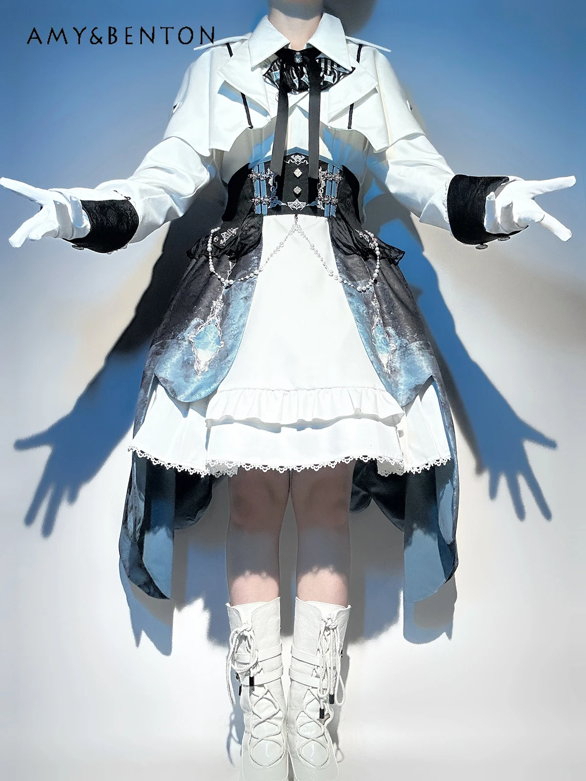 Original Lolita Women Clothing Daily Retro White Goth European Court British Style Mini Dress Short Cape Coat Printed Vest Sets
Original Lolita Women Clothing Daily Retro White Goth European Court British Style Mini Dress Short Cape Coat Printed Vest Sets