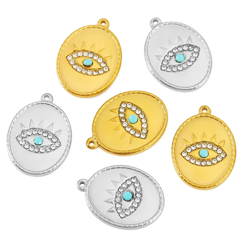 4pcs Stainless Steel Devil Eye Charms Oval Zircon Pendant for Jewelry Necklace Earrings Findings DIY Jewelry Material Supplies
4pcs Stainless Steel Devil Eye Charms Oval Zircon Pendant for Jewelry Necklace Earrings Findings DIY Jewelry Material Supplies