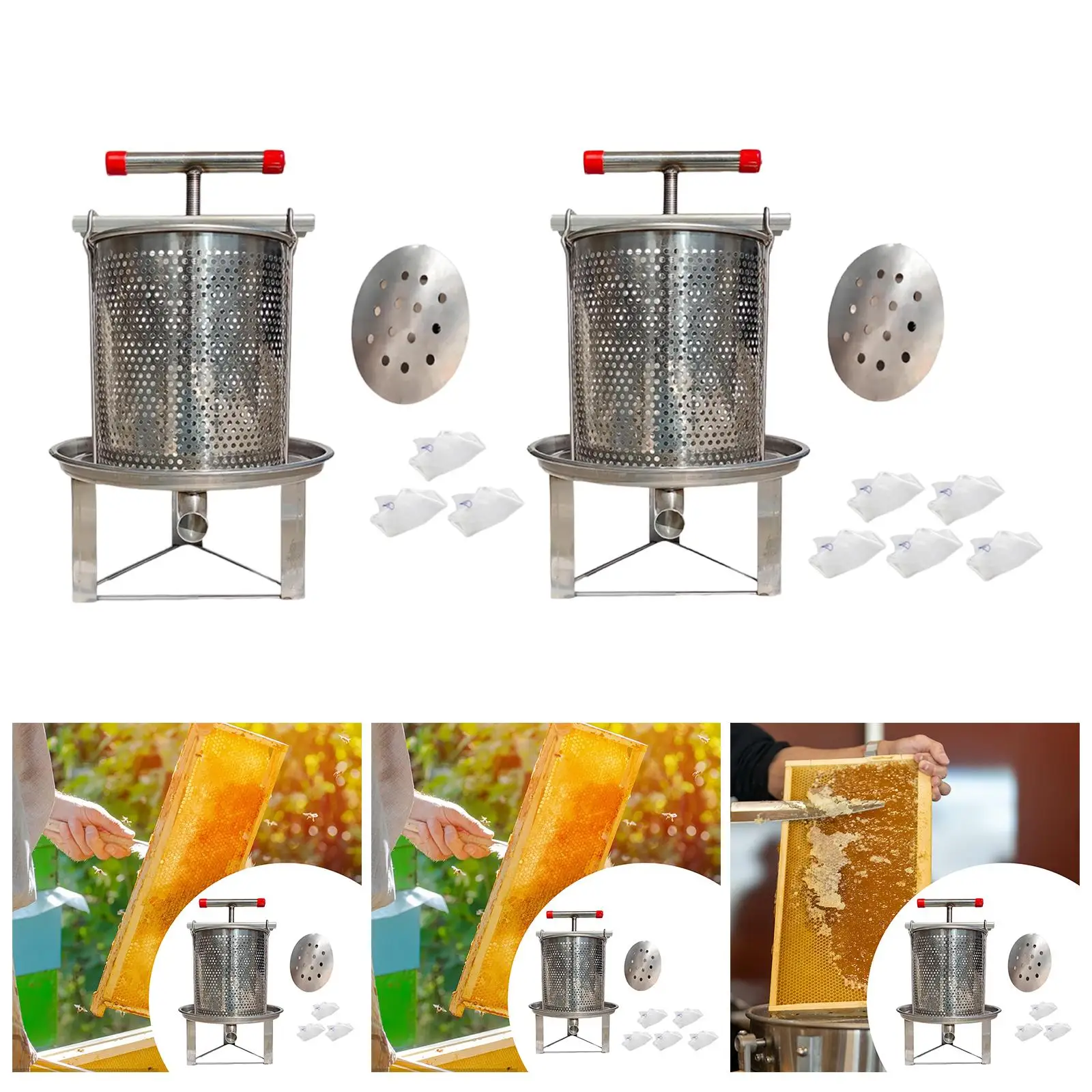 Honey Extractor Making T Shaped Handle Stable Base Homemade Crusher Fruit Press for Olive Oil Grape Juice Honeycomb
Honey Extractor Making T Shaped Handle Stable Base Homemade Crusher Fruit Press for Olive Oil Grape Juice Honeycomb