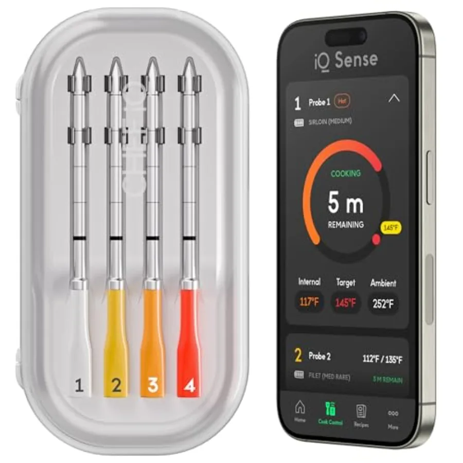 Smart Wireless Meat Thermometer with 4 Ultra-Thin Probes for BBQ Grill Oven Smoker Air Fryer WiFi Unlimited Range Heat Safe up
Smart Wireless Meat Thermometer with 4 Ultra-Thin Probes for BBQ Grill Oven Smoker Air Fryer WiFi Unlimited Range Heat Safe up