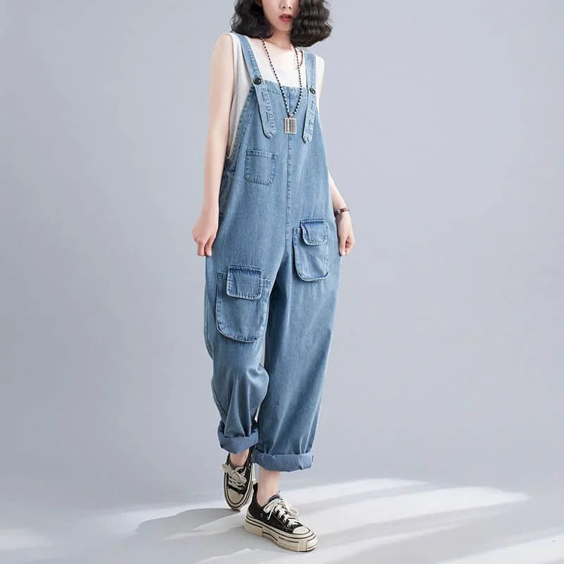 Denim Jumpsuits for Women Solid Korean Style Harajuku Loose Overalls One Piece Outfit Women Rompers Casual Vintage Playsuits
Denim Jumpsuits for Women Solid Korean Style Harajuku Loose Overalls One Piece Outfit Women Rompers Casual Vintage Playsuits