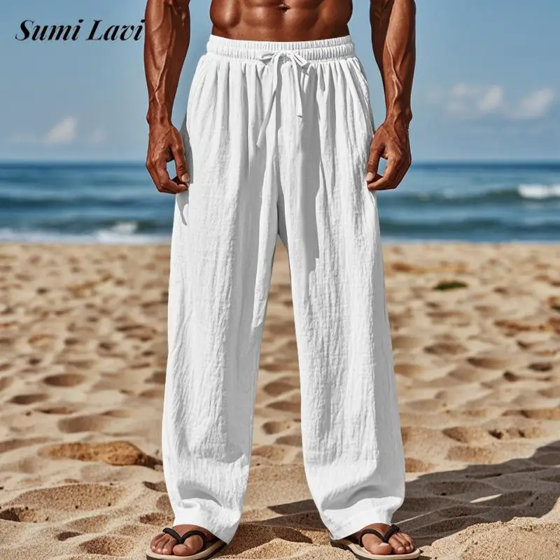 Seaside Beach Casual Pants Men Autumn Vintage Solid Color Loose Straight Pants Fashion Drawstring Lace-up Mens Cotton Trousers
Seaside Beach Casual Pants Men Autumn Vintage Solid Color Loose Straight Pants Fashion Drawstring Lace-up Mens Cotton Trousers