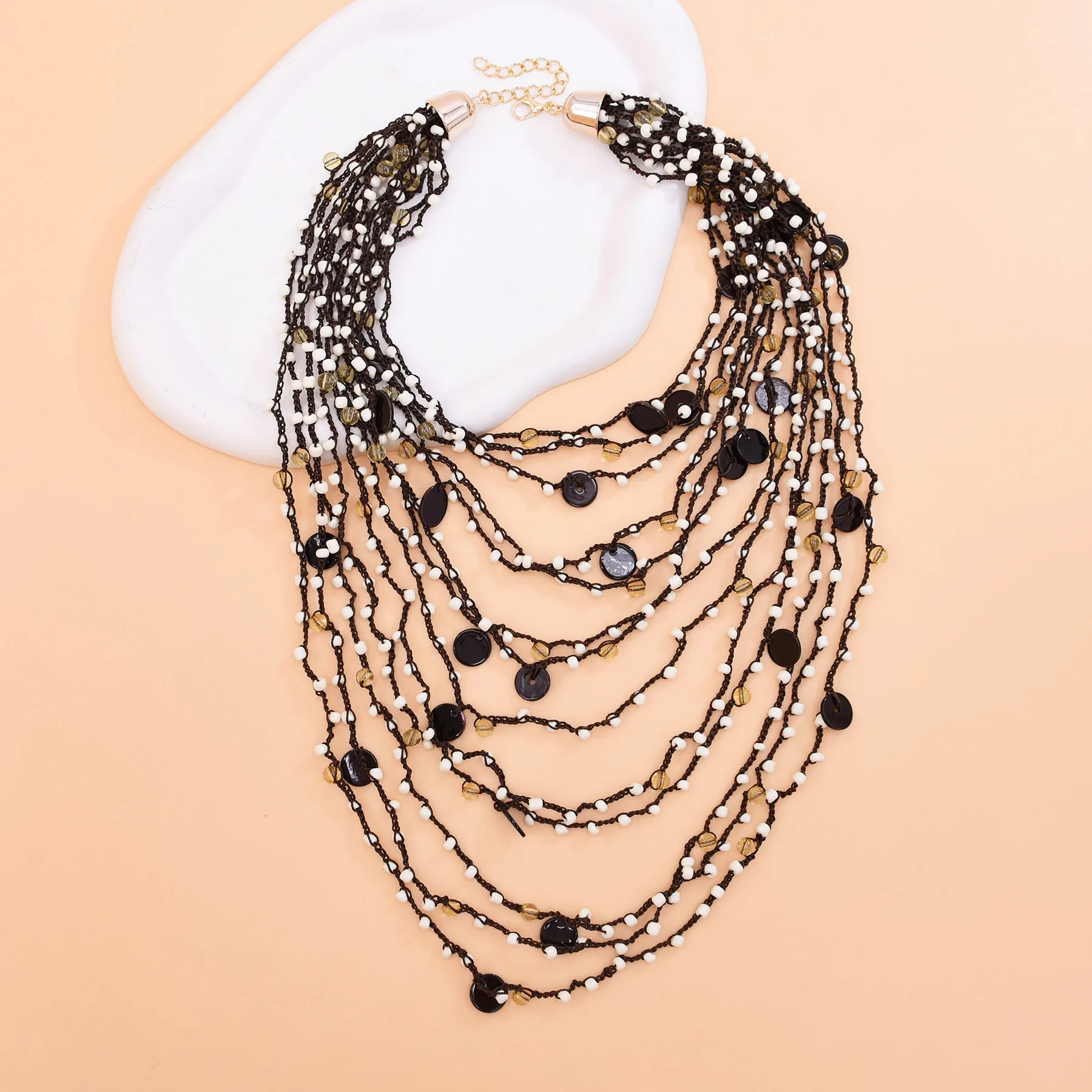Bohemian vacation style design multi-layer rice bead pendant retro fashion collarbone chain summer stacked necklace for women
Bohemian vacation style design multi-layer rice bead pendant retro fashion collarbone chain summer stacked necklace for women