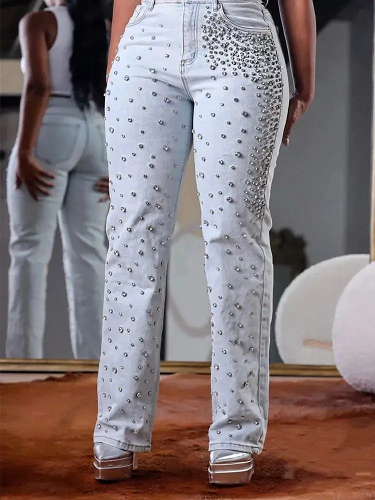 High Waist Slim Beaded Denim Jeans Women's Spring Casual Fashion Ladies' Premium Quality Jeans
High Waist Slim Beaded Denim Jeans Women's Spring Casual Fashion Ladies' Premium Quality Jeans