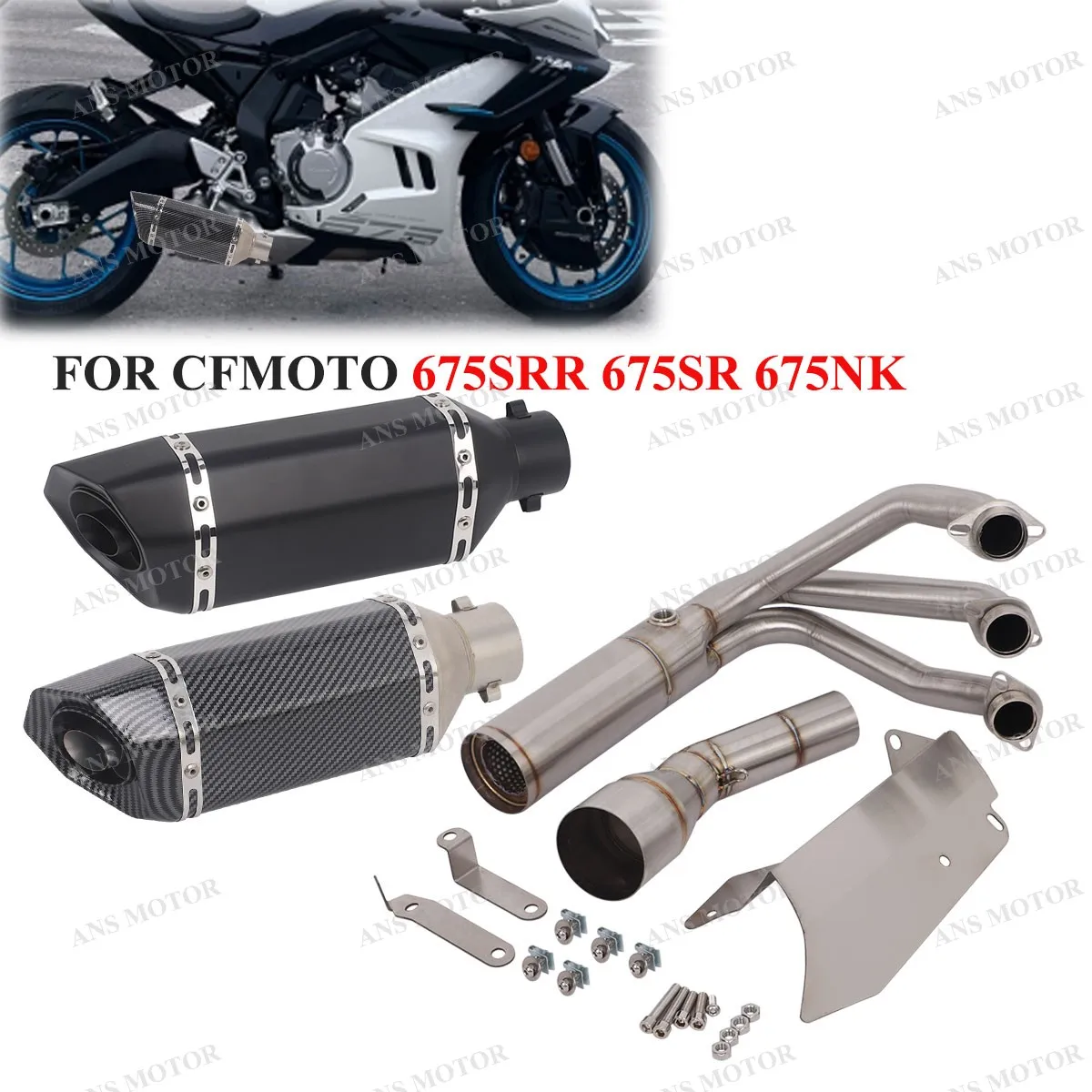 Muffler For CFMOTO 675SRR 675SR 675NK Motorcycle Exhaust Complete System 675SRR Exhaust Short Muffler Front Link Pipe
Muffler For CFMOTO 675SRR 675SR 675NK Motorcycle Exhaust Complete System 675SRR Exhaust Short Muffler Front Link Pipe