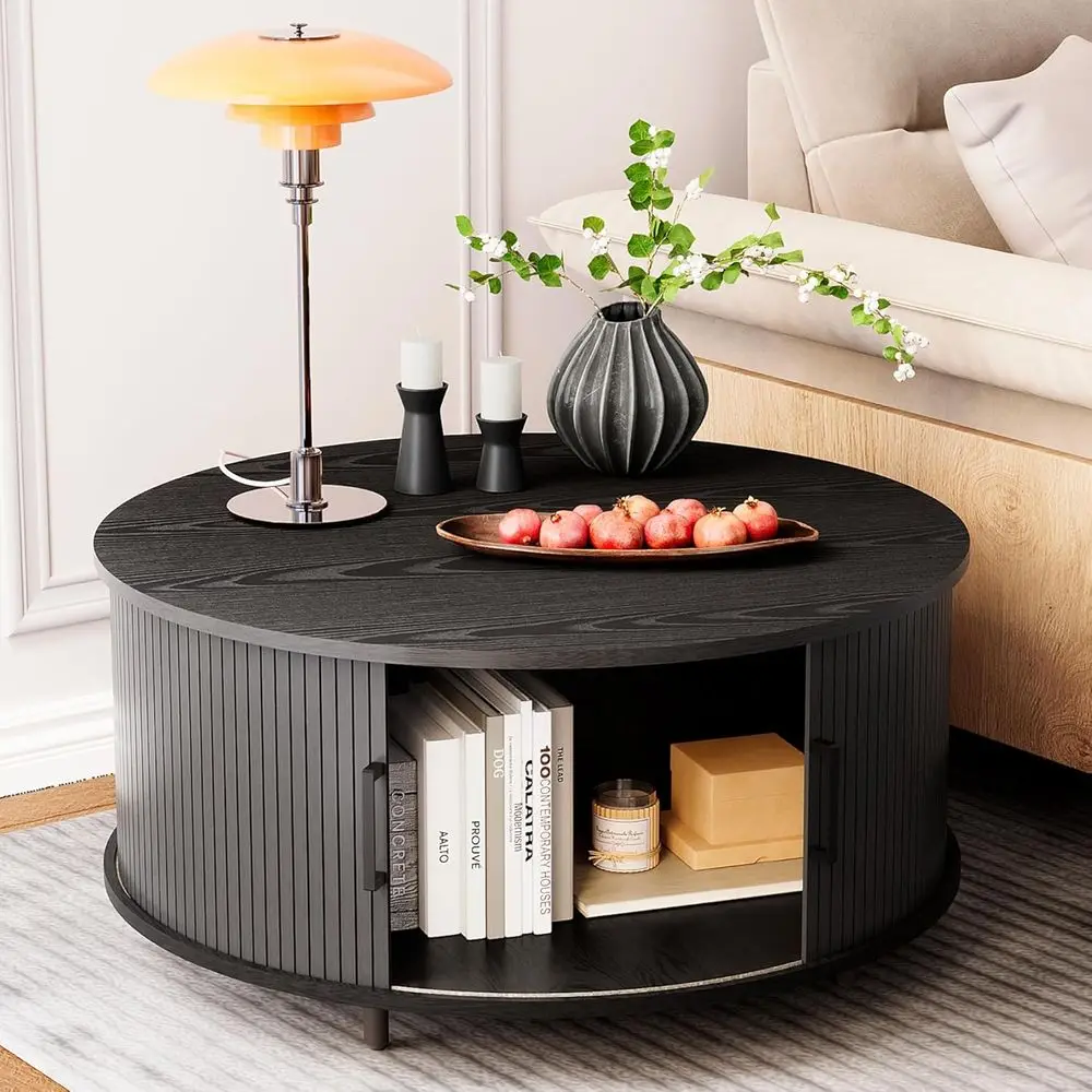 Round Coee Table with Storage, 31.5" ern Black Coee Table with 360° Sliding Door, luted Wood Accent Center Table with Adjustable
Round Coee Table with Storage, 31.5" ern Black Coee Table with 360° Sliding Door, luted Wood Accent Center Table with Adjustable