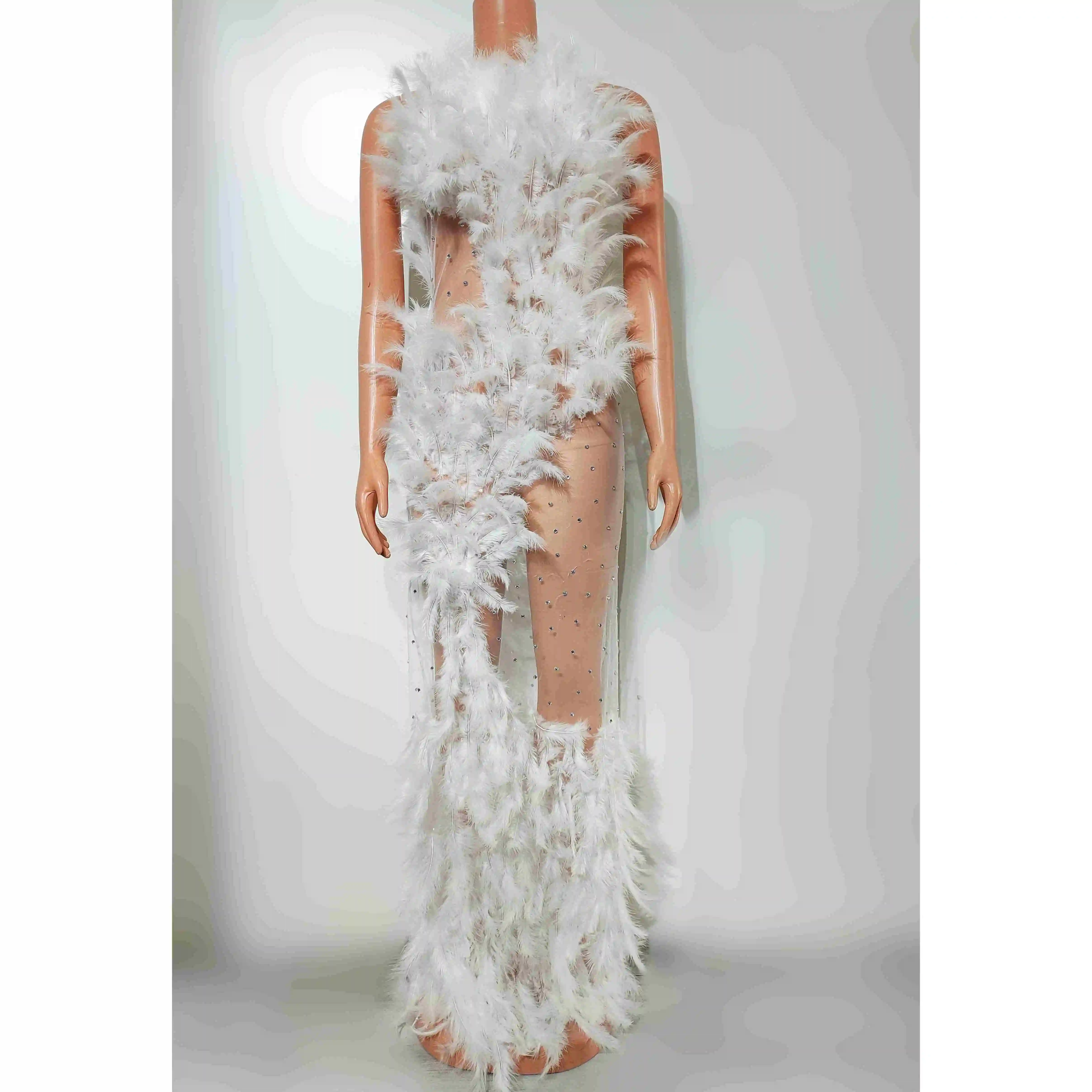 New Female Singer Sexy White Feather Mesh Party Dress Nightclub Bar Dance Dj Performance Costumes Gogo Dancer Stage Wear DN19581
New Female Singer Sexy White Feather Mesh Party Dress Nightclub Bar Dance Dj Performance Costumes Gogo Dancer Stage Wear DN19581