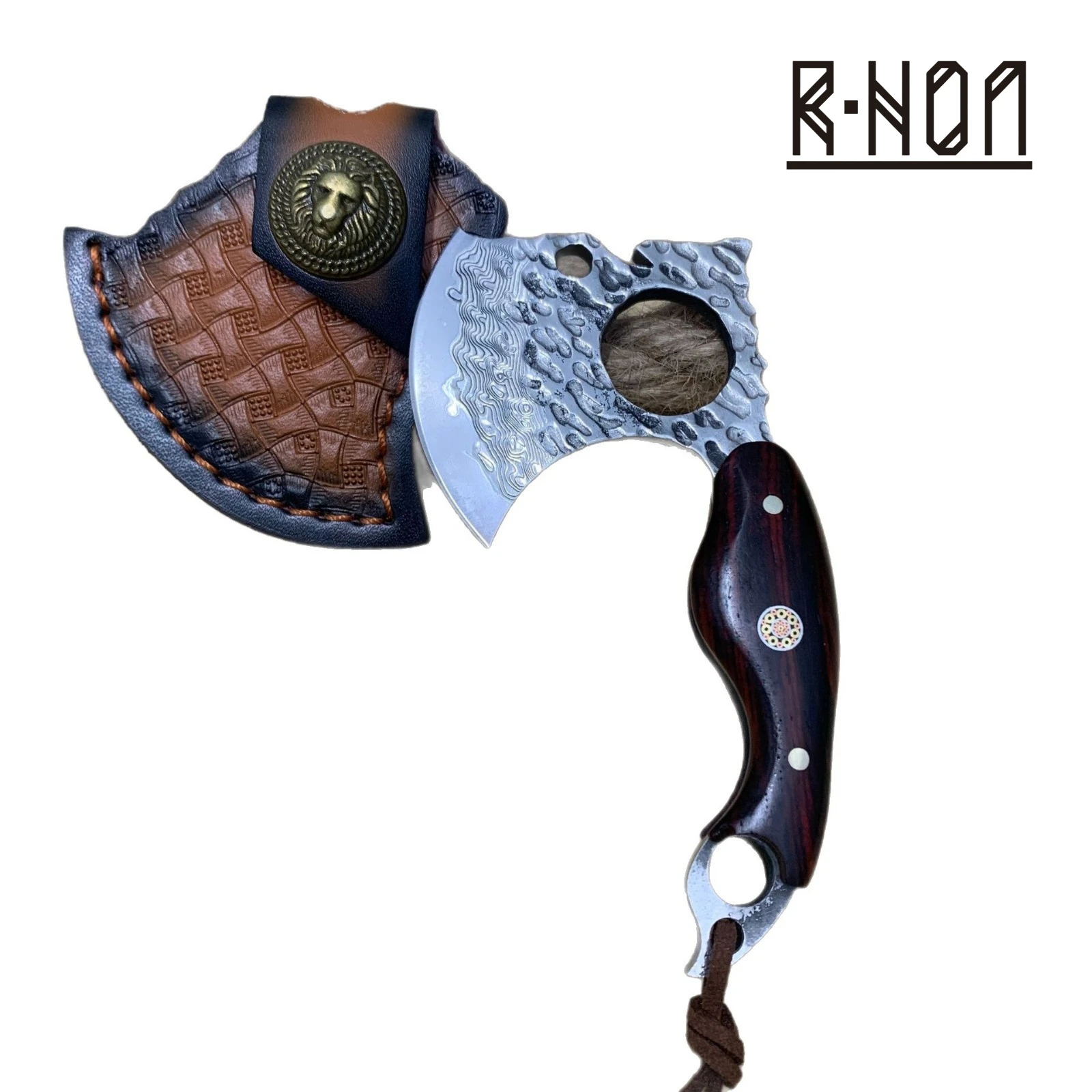 RHON Mini Hammer Forged Full Tang VG10 Damascus Steel Axe Knife Outdoor Small Fixed Neck Hatchet Pocket Knives with Sheath
RHON Mini Hammer Forged Full Tang VG10 Damascus Steel Axe Knife Outdoor Small Fixed Neck Hatchet Pocket Knives with Sheath