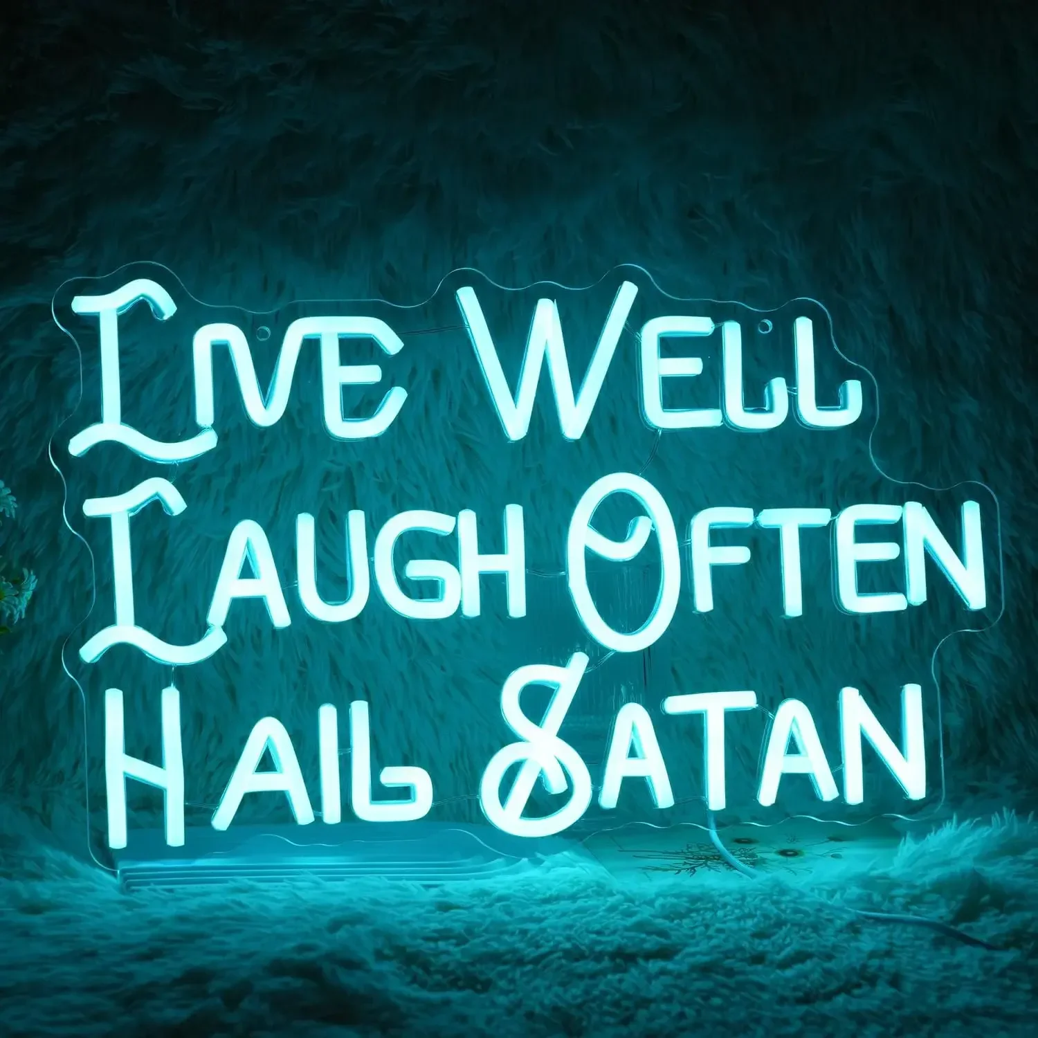 Live Well Laugh Often Hail Satan Neon Sign Led Light Up Sign for Wall Decor Dimmable for Bedroom Office Bar Man Cave Cool Light
Live Well Laugh Often Hail Satan Neon Sign Led Light Up Sign for Wall Decor Dimmable for Bedroom Office Bar Man Cave Cool Light
