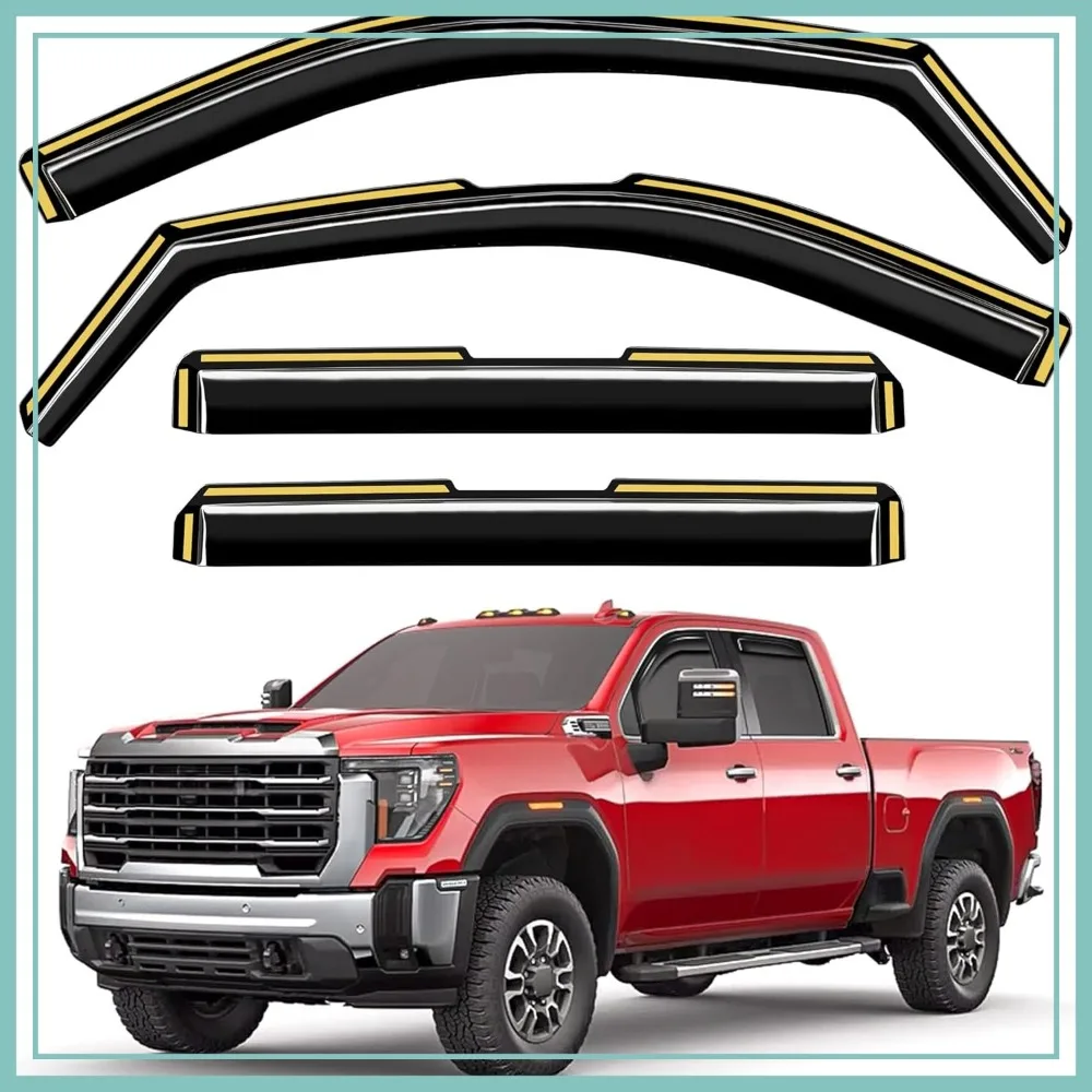 In-Channel Window Rain Guards Fit Chevy Silverado/GMC Sierra 2500HD 3500HD 2020-2026 Crew Cab, Extra Durable Vent Shades Car Accessories 4pcs
In-Channel Window Rain Guards Fit Chevy Silverado/GMC Sierra 2500HD 3500HD 2020-2026 Crew Cab, Extra Durable Vent Shades Car Accessories 4pcs
