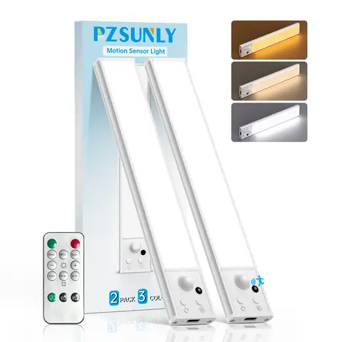 PZSUNLY Under Cabinet Light Motion Sensor With Remote Control Night Light 1000mAh Rechargeable for Wardrobe,Stairs,Tool Room