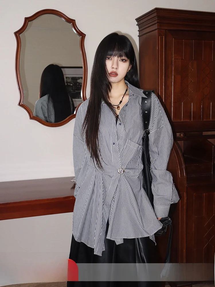 Повседневная свободная женская блузка с длинным рукавом в полоску, модная, с асимметричным дизайном, дышащая, из хлопка, для весны и осени
Повседневная свободная женская блузка с длинным рукавом в полоску, модная, с асимметричным дизайном, дышащая, из хлопка, для весны и осени