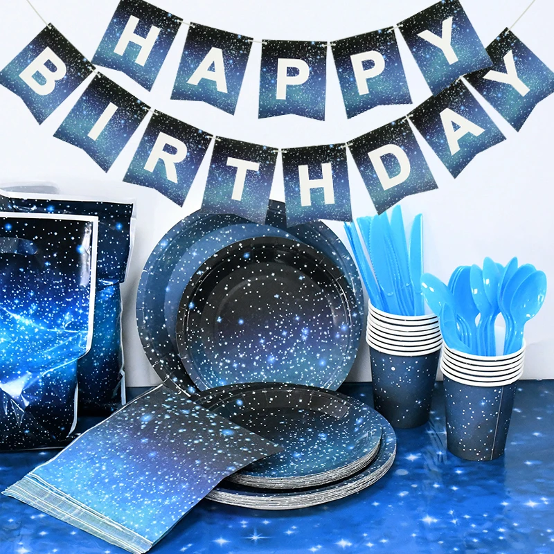 Starry Sky Theme Disposable Tableware Sets Birthday Party Decoration Outer Space Star Plate Cup Tablecloth Baby Shower Supplies
Starry Sky Theme Disposable Tableware Sets Birthday Party Decoration Outer Space Star Plate Cup Tablecloth Baby Shower Supplies