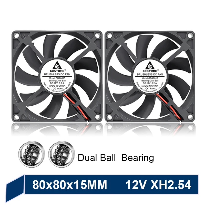 Gdstime 1PCS 80mm 8015 PC DC 12V XH2.54-2Pin Ball Bearing Heatsink Cooler Cooling Fan Small and Convenient 80x80x15mm
Gdstime 1PCS 80mm 8015 PC DC 12V XH2.54-2Pin Ball Bearing Heatsink Cooler Cooling Fan Small and Convenient 80x80x15mm