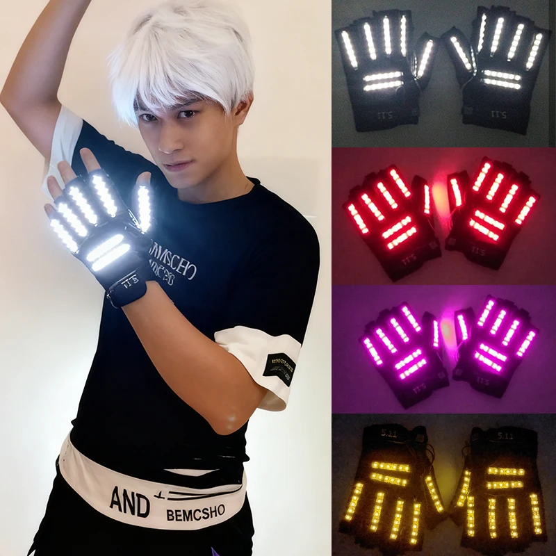 Высококачественные крутые перчатки, светящиеся перчатки для косплея, неоновые светлые цвета на выбор, танцевальные костюмы, светящиеся в темноте перчатки
Высококачественные крутые перчатки, светящиеся перчатки для косплея, неоновые светлые цвета на выбор, танцевальные костюмы, светящиеся в темноте перчатки