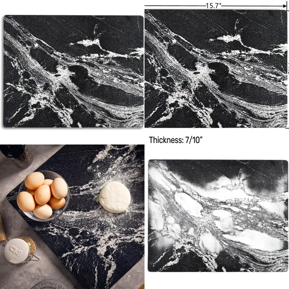 Black Marble Kitchen Cutting Board with White Veins, 16x12x0.7 Inches, Non-Slip Base
Black Marble Kitchen Cutting Board with White Veins, 16x12x0.7 Inches, Non-Slip Base