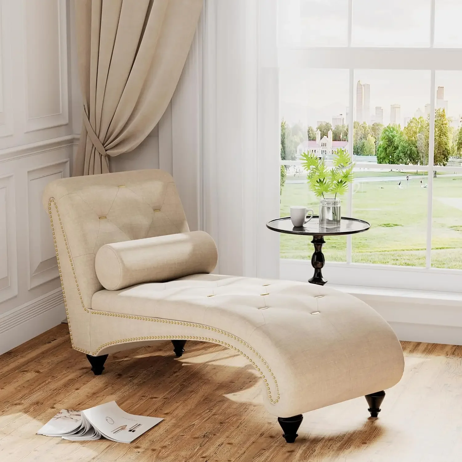 Chaise Lounge Chair Indoor Button Tufted Upholstered Lounge Chair with Pillow for Living Room Bedroom Modern
Chaise Lounge Chair Indoor Button Tufted Upholstered Lounge Chair with Pillow for Living Room Bedroom Modern