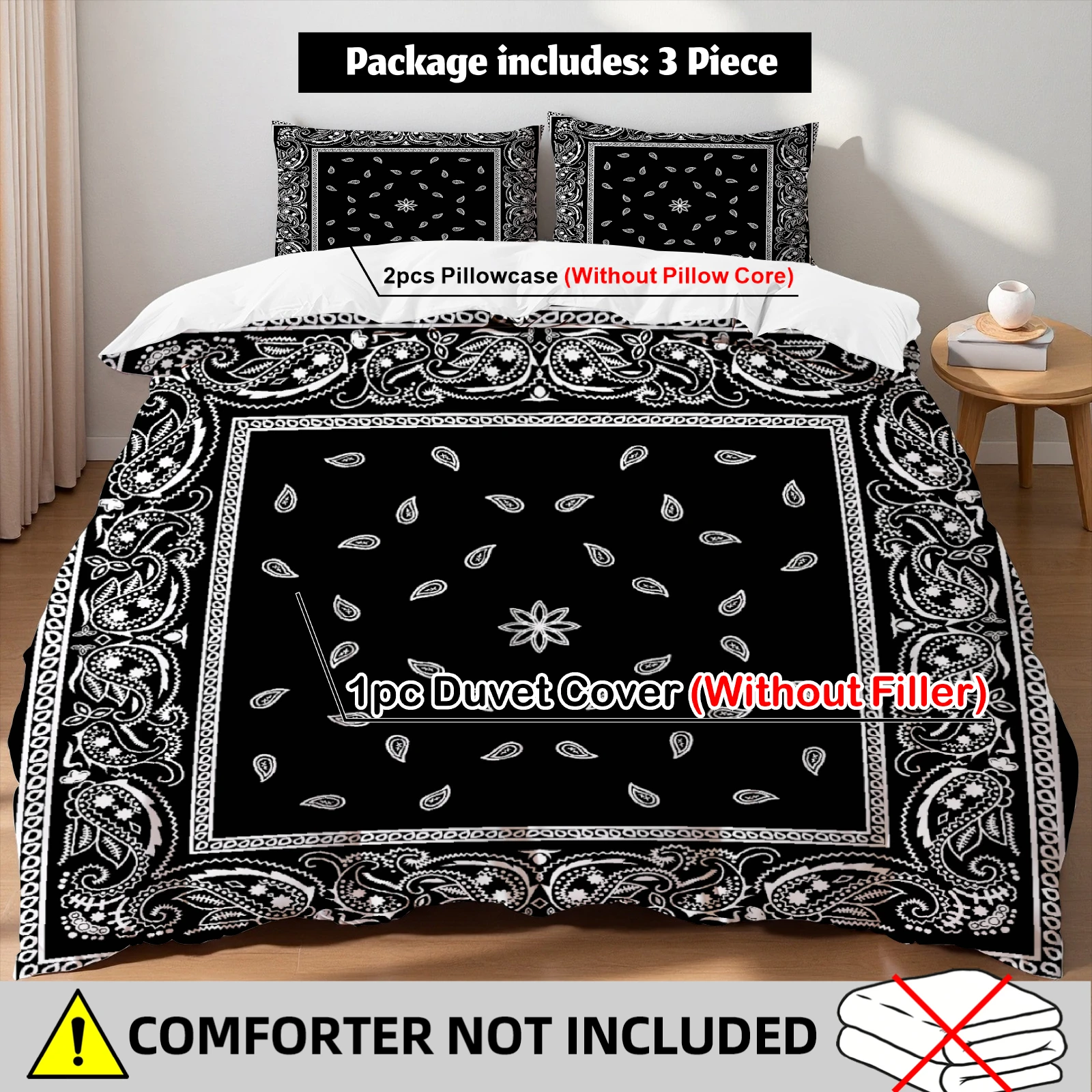 Paisley Bedding Set Black White Hip Hop Duvet Cover Set With Pillowcases For Streetwear Fans Bedroom Home Twin Queen King Size
Paisley Bedding Set Black White Hip Hop Duvet Cover Set With Pillowcases For Streetwear Fans Bedroom Home Twin Queen King Size