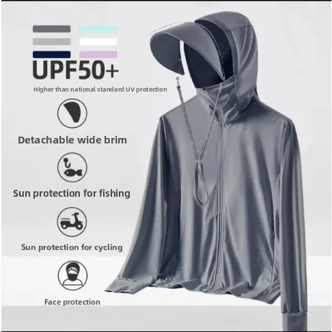 Ultra-Thin Summer Ice-Silk Detachable Large Brim Sun Protection Casual Fishing Clothes Men Women Breathable Lightweight Jacket
Ultra-Thin Summer Ice-Silk Detachable Large Brim Sun Protection Casual Fishing Clothes Men Women Breathable Lightweight Jacket