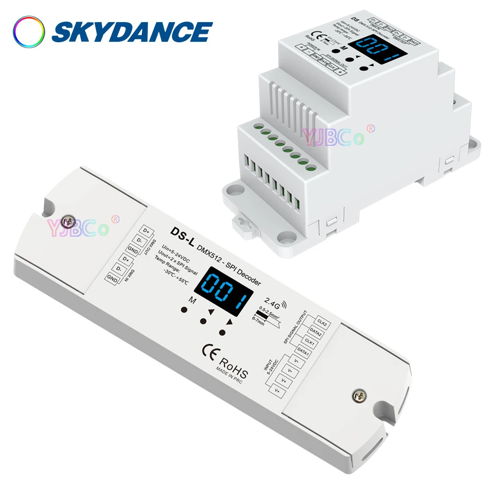 Skydance DMX512 to SPI Decoder DMX signal converter WS2812 2815 RGB RGBW IC pixel LED strip controller 5V-24V 12V 2.4G RF remote
Skydance DMX512 to SPI Decoder DMX signal converter WS2812 2815 RGB RGBW IC pixel LED strip controller 5V-24V 12V 2.4G RF remote
