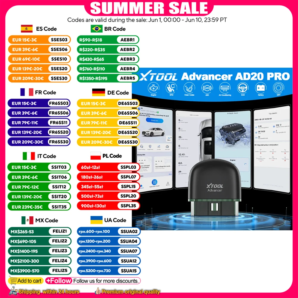 Xtool AD20PRO Bluetooth OBD2 Scanner Full System Diagnostic Tool OBDII Code Reader Oil Reset Battery Test Lifetime Free Update
Xtool AD20PRO Bluetooth OBD2 Scanner Full System Diagnostic Tool OBDII Code Reader Oil Reset Battery Test Lifetime Free Update