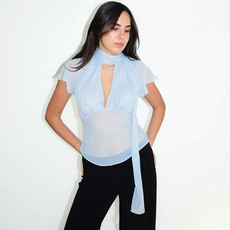 Typhaland Mesh Hollow Sexy Short Sleeve T shirt Women's Ribbon See Through Sexy Slim Top Solid Casual Female T shirt 2026 New
Typhaland Mesh Hollow Sexy Short Sleeve T shirt Women's Ribbon See Through Sexy Slim Top Solid Casual Female T shirt 2026 New
