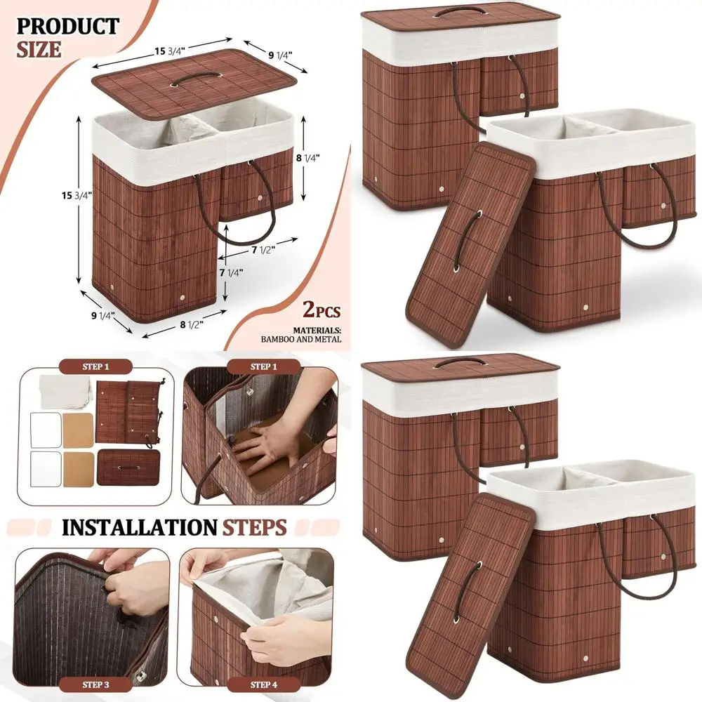 Foldable Bamboo Stair Basket with Lid and Handles, Step Storage Organizer for Toys, Clothes, Books - Brown
Foldable Bamboo Stair Basket with Lid and Handles, Step Storage Organizer for Toys, Clothes, Books - Brown