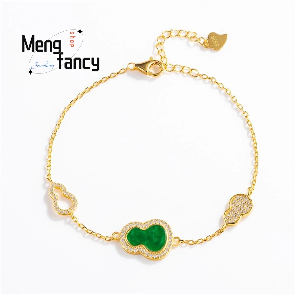 High-grade Elegant Natural Myanmar A-goods Jadeite Flower Green Gourd Bracelet S925 Silver Inlaid Sexy Young Girls Holiday Gifts
High-grade Elegant Natural Myanmar A-goods Jadeite Flower Green Gourd Bracelet S925 Silver Inlaid Sexy Young Girls Holiday Gifts