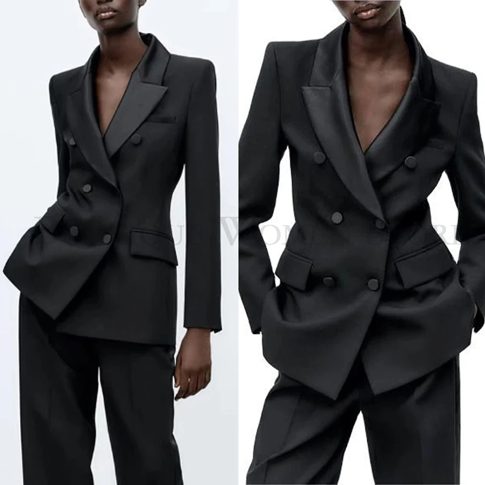 Formal Office Lady Women's Suits Elegant Double Breasted Peak Lapel Slim Fit 2 Piece Jacket Pants Formal Female Clothing Blazer
Formal Office Lady Women's Suits Elegant Double Breasted Peak Lapel Slim Fit 2 Piece Jacket Pants Formal Female Clothing Blazer