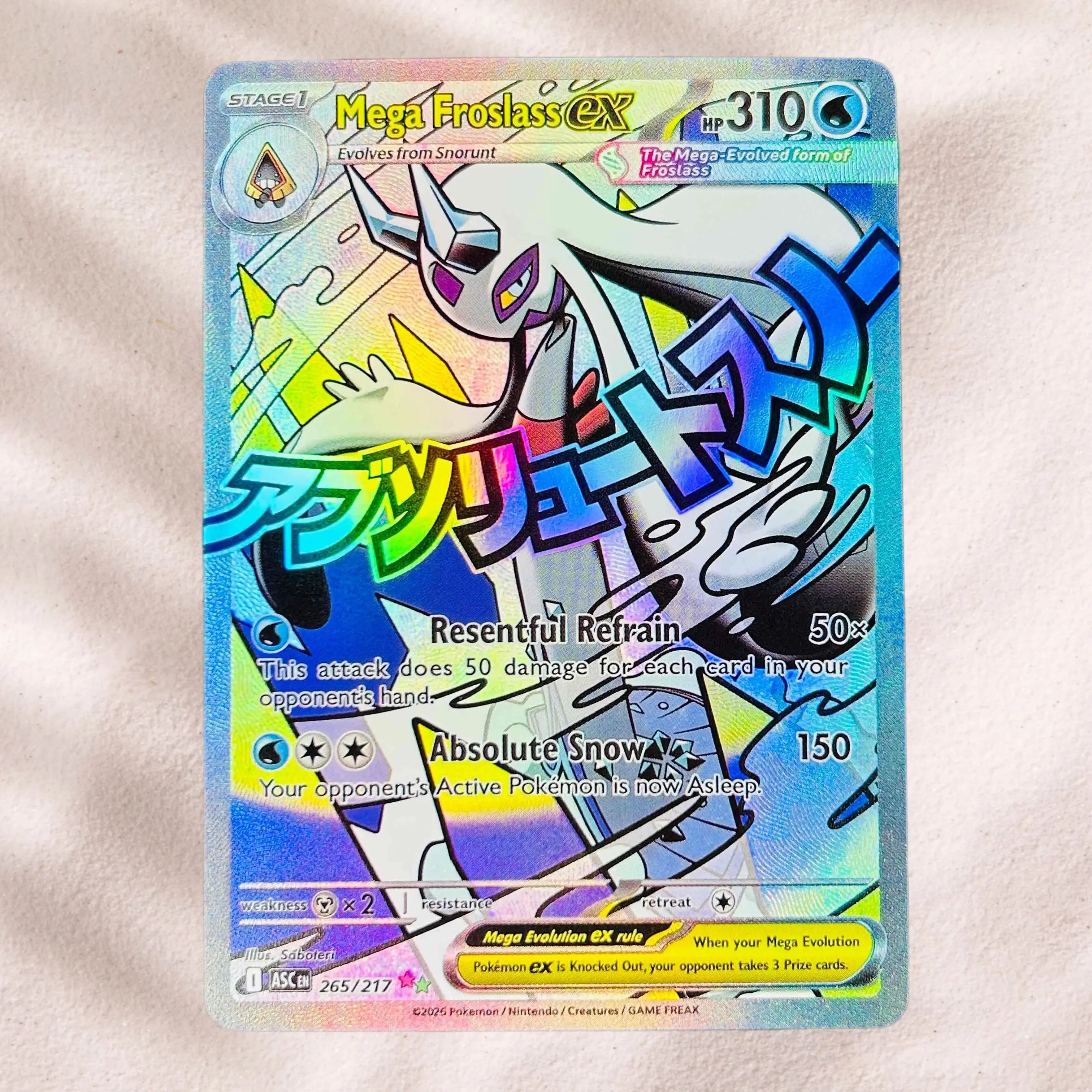 DIY Pokemon Mega Froslass ex 265/217 Holographic Texture English Version Premium Anime Collection Card Perfect Condition
DIY Pokemon Mega Froslass ex 265/217 Holographic Texture English Version Premium Anime Collection Card Perfect Condition