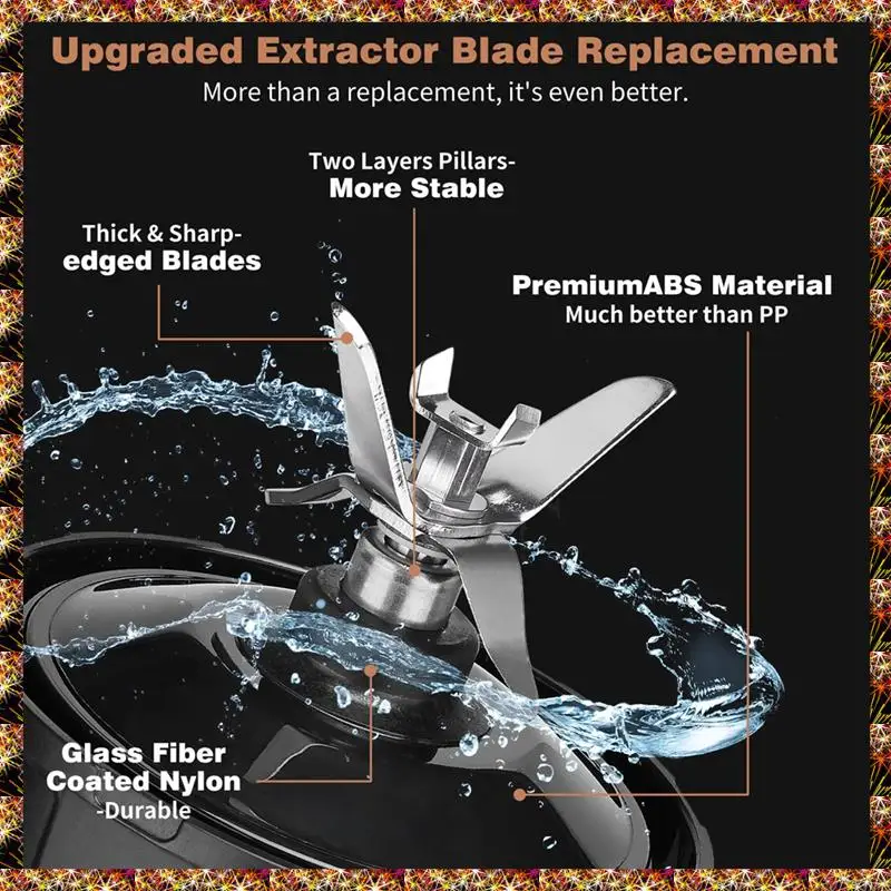 BTCL 24Oz Blender Cups Blade Replacement For Ninja Blender Replacement Parts With To-Go Lids 7 Fins Blade Assembly
BTCL 24Oz Blender Cups Blade Replacement For Ninja Blender Replacement Parts With To-Go Lids 7 Fins Blade Assembly