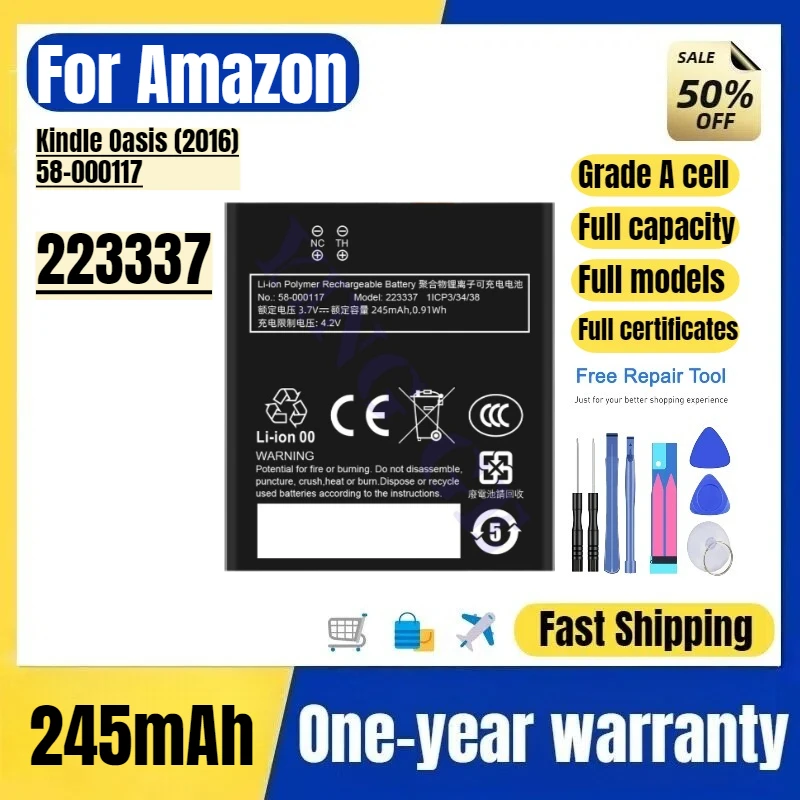 223337 for Amazon Kindle Oasis (2016)/58-000117 Mobile Phone Battery High Capacity Battery Replacement Bateria Grade A Cel
223337 for Amazon Kindle Oasis (2016)/58-000117 Mobile Phone Battery High Capacity Battery Replacement Bateria Grade A Cel