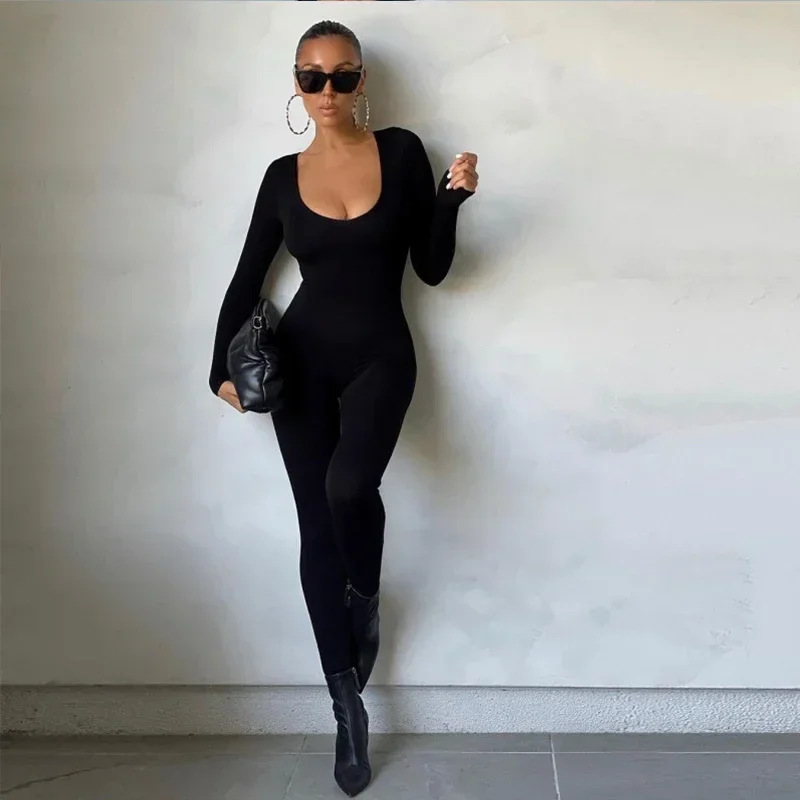 Sexy Jumpsuits Women Autumn New Solid Long Sleeve Bodycon Black Rompers Fashion Sports Streetwear Casual Skinny Overall Female
Sexy Jumpsuits Women Autumn New Solid Long Sleeve Bodycon Black Rompers Fashion Sports Streetwear Casual Skinny Overall Female