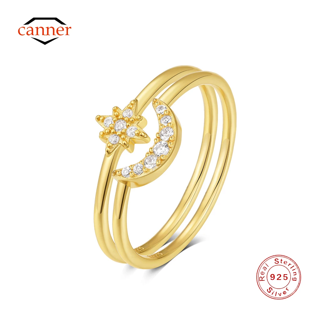 CANNER 925 Sterling Silver Simple Star Moon Zircon Rings for Women Men Ins Ring Fine Jewelry Wedding Engagement Gift
CANNER 925 Sterling Silver Simple Star Moon Zircon Rings for Women Men Ins Ring Fine Jewelry Wedding Engagement Gift