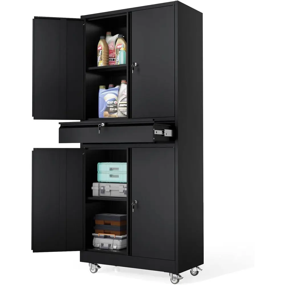 4 Drawers and 1 Door Metal Storage Cabinet with Locking Wheels and Adjustable Shelves for Secure Tool Storage in Garages, Worksh
4 Drawers and 1 Door Metal Storage Cabinet with Locking Wheels and Adjustable Shelves for Secure Tool Storage in Garages, Worksh